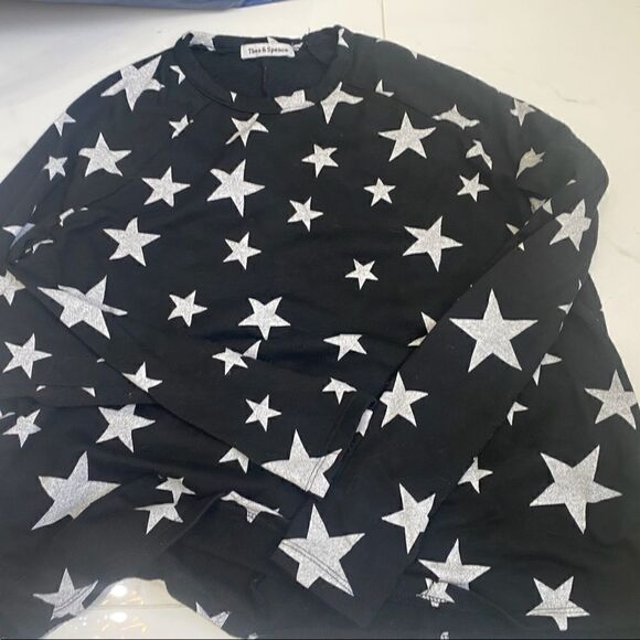[theo & spence] star sweatshirt EUC black and white #1 - Picture 1 of 6